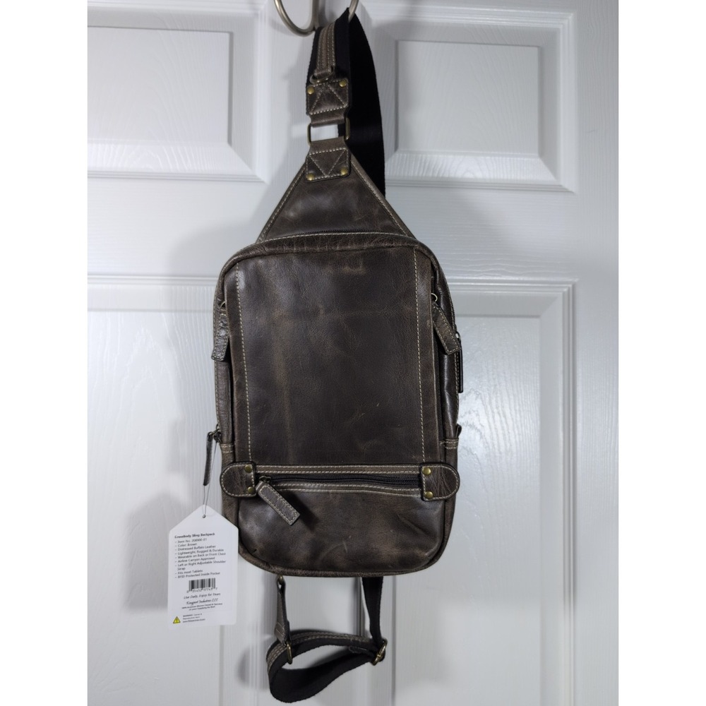 Kingport Industries  Distressed Buffalo Leather‎ Crossbody Sling Backpack New